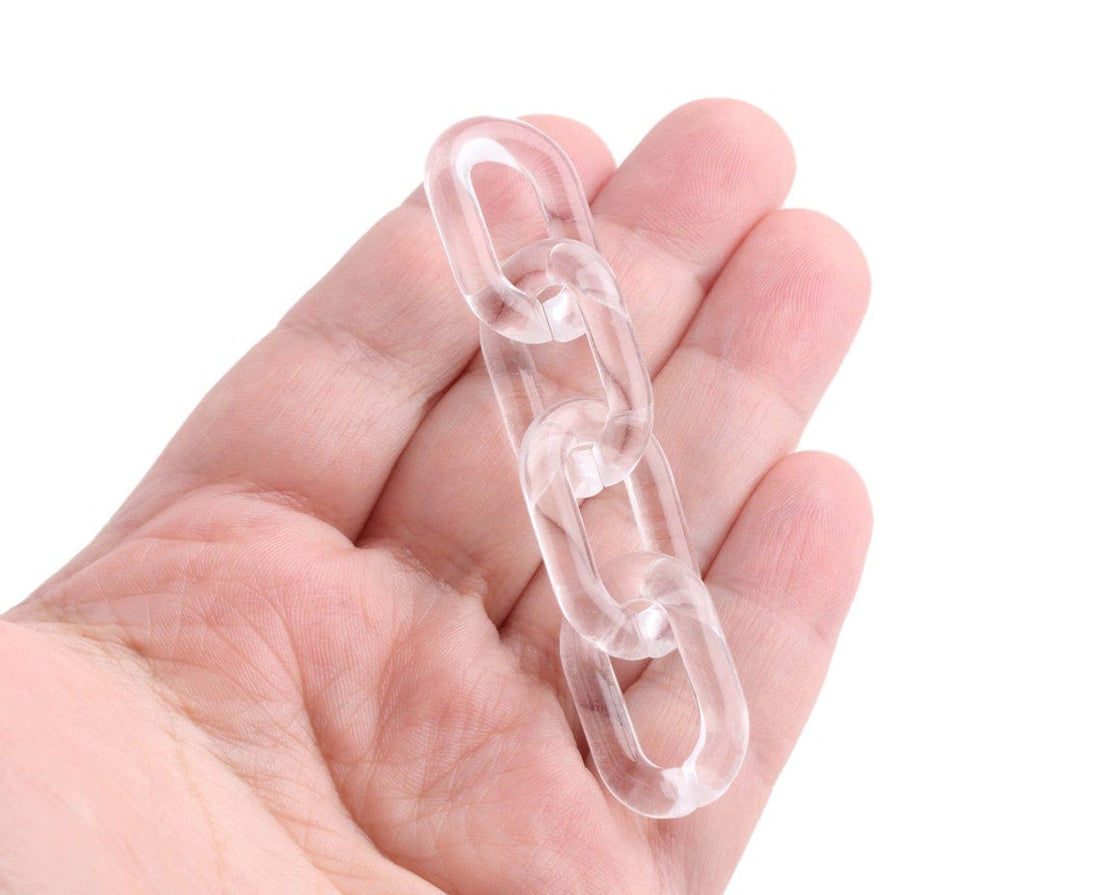 1ft Clear Acrylic Chain Links, 28mm, Transparent, For Lanyards and Gla