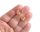 4 Clear Acrylic Discs with 2 Holes, Gold Leaf Foil Flakes, Transparent Bead Connectors and Findings, 12mm