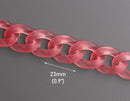 1ft Frosted Red Acrylic Chain Links, 23mm, Matte, Sea Glass Effect