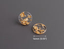 4 Clear Acrylic Discs with 2 Holes, Gold Leaf Foil Flakes, Transparent Bead Connectors and Findings, 12mm