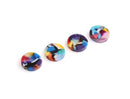 4 Rainbow Tortoise Shell Charm Connectors, Bracelet and Necklace Links with 2 Holes, Round Circles, Acetate, 12mm