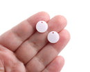 4 Pearlized Charms with 1 Hole, Pearl White Circle Dangles, Cellulose Acetate, 12mm
