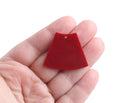 2 Maroon Red Wedge Beads, Skirt Shape, Reversible, Geometric Charms, Acrylic, 36 x 30mm