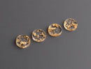 4 Clear Acrylic Flatbacks with Gold Leaf Foil Flakes, 3mm Thick, Small Undrilled Cabochon Blanks, 12mm