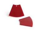 2 Maroon Red Wedge Beads, Skirt Shape, Reversible, Geometric Charms, Acrylic, 36 x 30mm