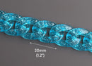 1ft Large Glitter Acrylic Chain in Ice Blue, 30mm, Transparent Lucite, Sparkly