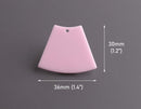 2 Soft Pink Wedge Beads, 1 Hole, Skirt Shape, Double Sided, Big Geometric Charms, Acrylic, 36 x 30mm