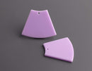 2 Pastel Purple Wedge Beads, Skirt Shape, Large Geometric Charms, Flared Rectangle, Acrylic, 36 x 30mm