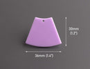 2 Pastel Purple Wedge Beads, Skirt Shape, Large Geometric Charms, Flared Rectangle, Acrylic, 36 x 30mm