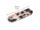 2 White Tortoise Shell Ring Links, Angle Cut, Large Oval Connectors, Bag Strap Hardware, Swimsuit Ring Slides, 48 x 14.5mm