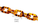 1ft Tortoise Shell Chain with Paperclip Links, 27mm, Acrylic, For Chunky Jewelry