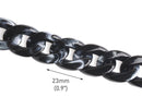 1ft Glossy Black Marble Acrylic Chain Links, 23mm, For Keychains and Lanyards