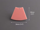 2 Peach Wedge Beads, Skirt Shape, Big Geometric Charms, Flared Rectangle, Light Pink Orange Acrylic, 36 x 30mm