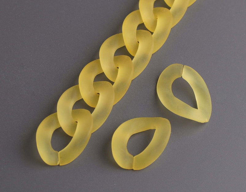 1ft Frosted Tuscan Yellow Acrylic Chain Links, 23mm, Matte, Jewelry Making Supply