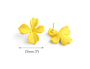 Matte Daffodial Yellow Flower Stud Earring Findings, 1 Pair, Jewelry Craft Supply, Acrylic, 28.5 x 27mm