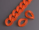 1ft Frosted Neon Orange Acrylic Chain Links, 23mm, Fluorescent Colored, Flat Ovals