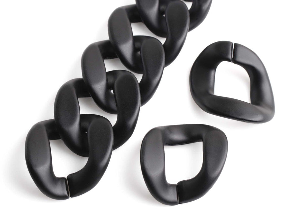 1ft Matte Metallic Black Acrylic Chain Links, 40mm, Extra Large, For H