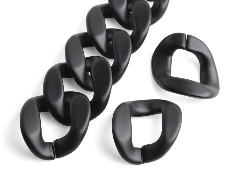 1ft Matte Metallic Black Acrylic Chain Links, 40mm, Extra Large, For Handbags