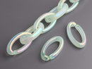 1ft Light Green Acrylic Chain Links, 35mm, Elongated Ovals, Iridescent, Translucent