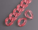 1ft Frosted Red Acrylic Chain Links, 23mm, Matte, Sea Glass Effect