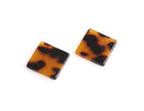 4 Square Diamond Charms in Tortoise Shell, Cellulose Acetate, 24 x 24mm