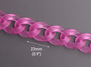 1ft Frosted Hot Pink Chain Links, 23mm, Matte Acrylic, For DIY Crafts