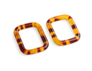 2 Tortoise Shell Rectangle Rings, Fits 1" Inch, Acrylic Rings for Swimsuits, Sewing and Purse Straps, 36 x 29mm