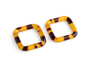 2 Tortoise Shell Square Rings, Fits 3/4" Inch, Acrylic Rings for Swimsuits, Sewing and Purse Straps, 30 x 29mm
