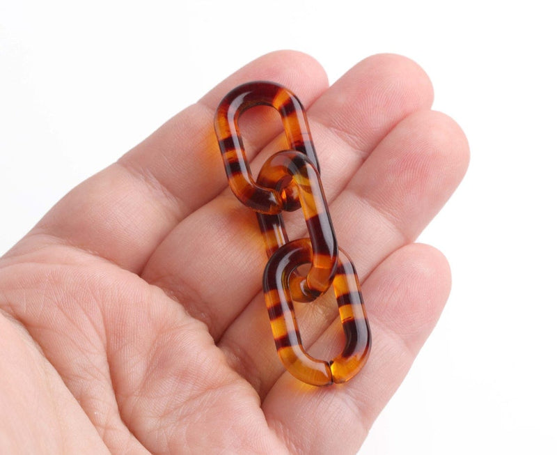 1ft Tortoise Shell Chain with Paperclip Links, 27mm, Acrylic, For Chunky Jewelry