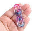 1ft Ombre Blue and Purple Acrylic Chain Links, 31mm, Transparent, Two Tone Gradients