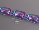 1ft Ombre Blue and Purple Acrylic Chain Links, 31mm, Transparent, Two Tone Gradients