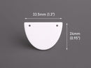 2 White Half Circle Connectors, Plastic Beads with 2 Holes, Acrylic, 33.5 x 24mm