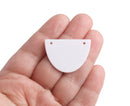 2 White Half Circle Connectors, Plastic Beads with 2 Holes, Acrylic, 33.5 x 24mm