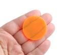 4 Neon Orange Round Plsatic Charms, 1 Hole, Transparent, Acrylic, 35mm
