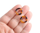 4 Small Ring Connectors in Tortoise Shell, Undrilled, Spacer Ring Beads, Acetate, 16mm