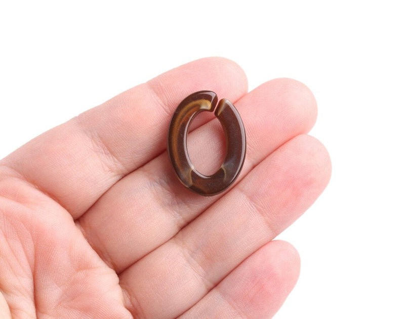 1ft Dark Brown Marble Chain Links, 25mm, Acrylic, Oval Connectors, For DIY Crafts