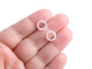 4 Tiny Ring Links in Pearl White, Extra Small, Plastic Connector Spacer Beads, Acetate, 10mm