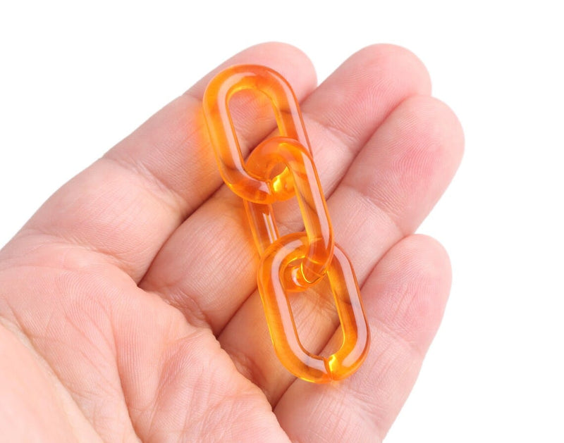 1ft Orange Chain Links, 27mm, Transparent Acrylic, Paperclip, For Craft Supply