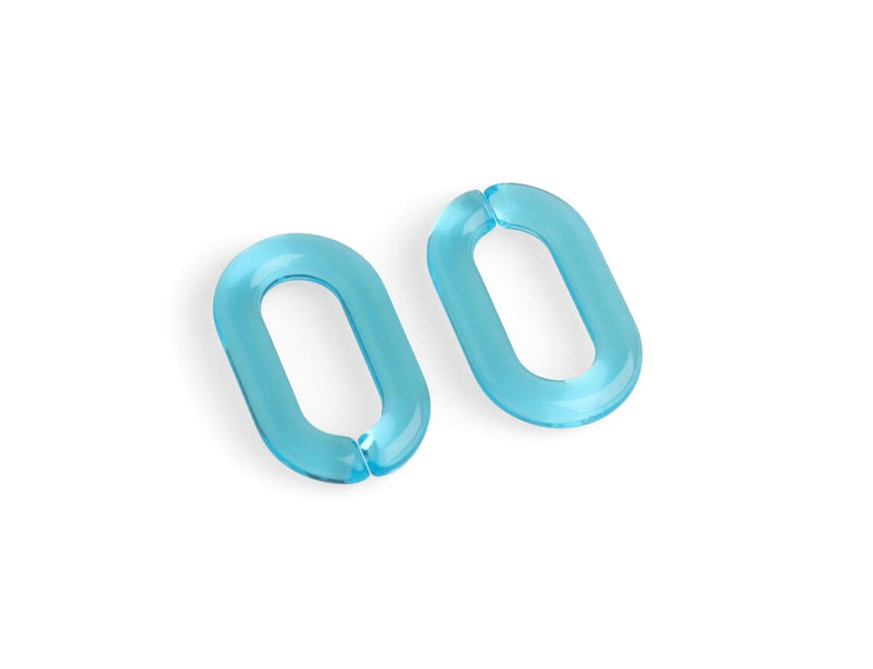 1ft Ice Blue Chain Links, 27mm, Transparent Acrylic, Oval Cable Connectors