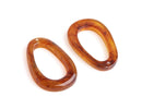 2 Amber Tortoise Shell Oval Hoop Beads, Large Ring Loops for Macrame and Earrings, Acrylic, 49 x 32mm