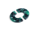 2 Arch Charm Links in Dark Green Marble, 5 Holes, Large Geometric Connectors, Acetate Plastic, 31 x 19mm