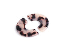 2 Arch Charm Links in White Tortoise Shell, 5 Holes, Modern Geometric Connectors, Cellulose Acetate, 31 x 19mm