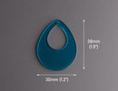 4 Transparent Blue Teardrop Pendants, Big Geometric Beads, Acrylic, 38 x 30mm