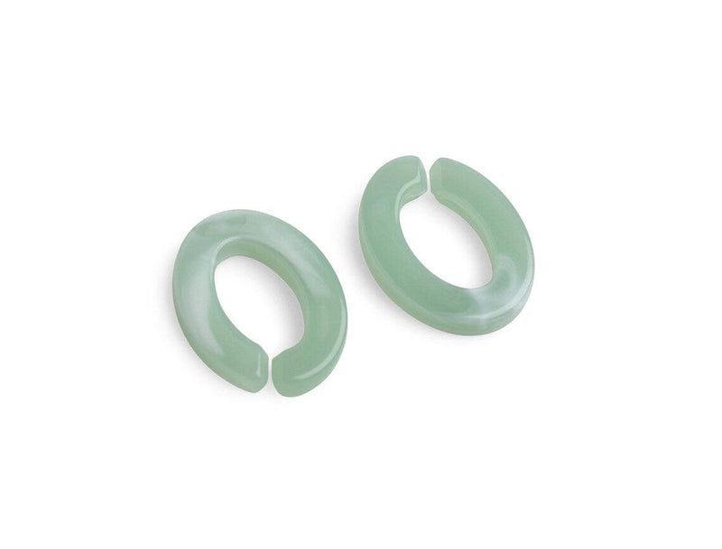 1ft Succulent Green Acrylic Chain Links, 25mm, Flat Oval Cable, Light Pastel Colored