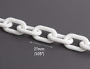 1ft Matte White Acrylic Chain Links, 27mm, Ultra Smooth, Rubberized Ovals