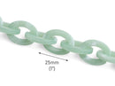 1ft Succulent Green Acrylic Chain Links, 25mm, Flat Oval Cable, Light Pastel Colored