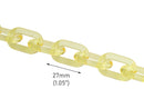 1ft Yellow Chain Links, 27mm, Transparent Acrylic, Oval Cable Connectors, Crafts
