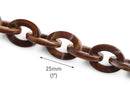 1ft Dark Brown Marble Chain Links, 25mm, Acrylic, Oval Connectors, For DIY Crafts