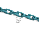 1ft Matte Turquoise Blue Acrylic Chain Links, 20mm, Ultra Smooth, Paperclip