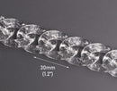 1ft Large Glitter Acrylic Chain Links in Crystal Clear, 30mm, Transparent, Cuban